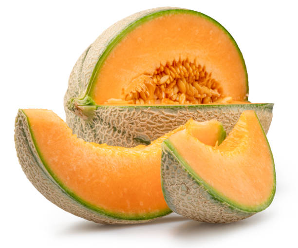 istock Cantaloupe melon with melon slices isolated on white background. File contains clipping path. 2189589350
