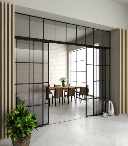 istock Modern sliding glass door in the room 2189590571