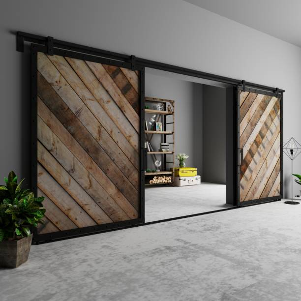 istock Barn Sliding Wooden Door in Loft Room 2189590655