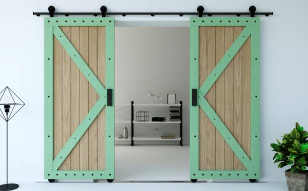 istock Barn Sliding Wooden Door in Loft Room 2189591233