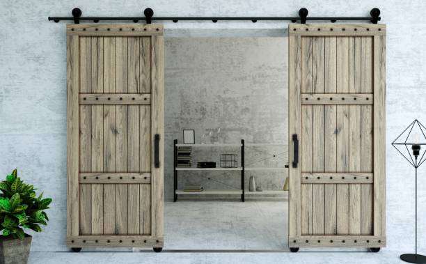 istock Barn Sliding Wooden Door in Loft Room 2189591247