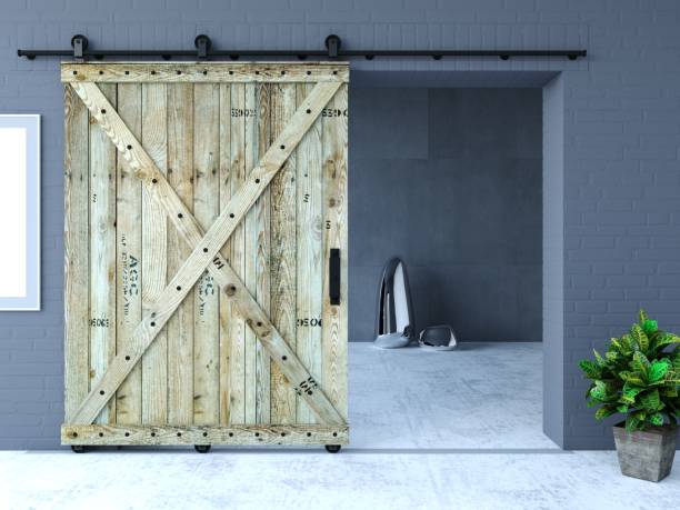 istock Barn Sliding Wooden Door in Loft Room 2189591282