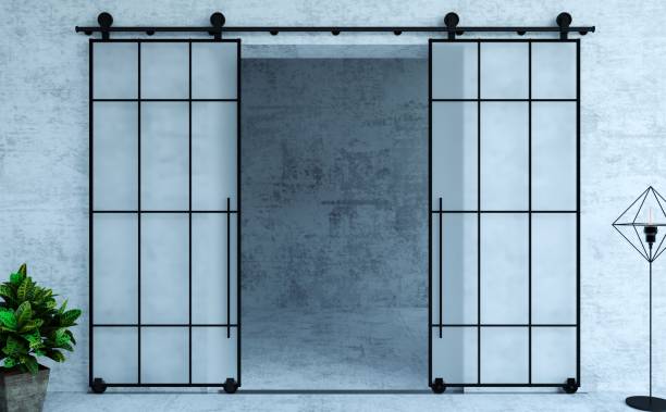 istock Modern sliding glass door in the room 2189591300