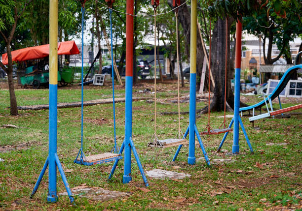 istock Swing for children in public park, Thailand. Selective focus. 2189594394