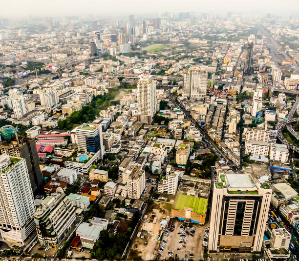 istock A cityscape with tall buildings and a green roof 2189594572