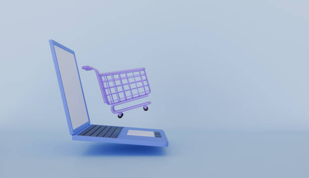 istock Computer laptop with shopping cart, online shopping and e-commerce, Web or mobile application e-commerce 2189595408