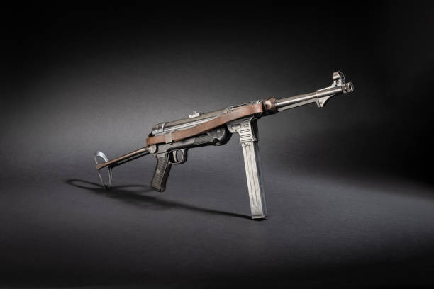 istock Studio shot of an old submachine gun MP 40 firearm against a black background 2189595473