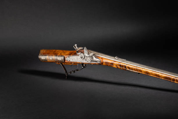 istock Sumptuous Ansbacher Steinschloss front-loader rifle, decorated with hunting goddess Diana - a princeal hunting rifle, unique cultural heritage made from the finest historical handist 2189595737