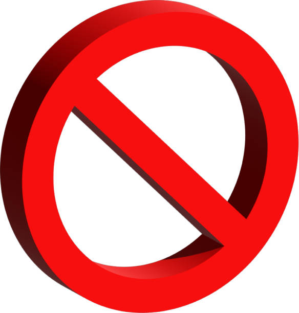 istock 3d Sign forbidden. Icon symbol ban. Red circle sign stop entry ang slash line isolated on transparent background. Mark prohibited. 2189598639