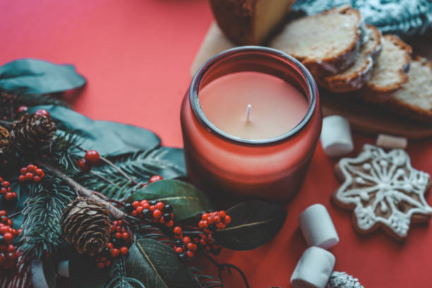 istock Candle in Christmas interior, cozy mood 2189612498