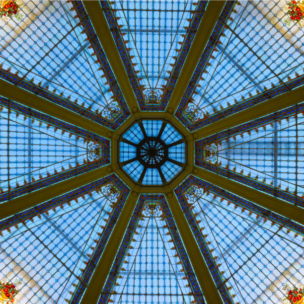 istock The image shows a stunning stained glass ceiling with an intricate geometric design. 2189613475