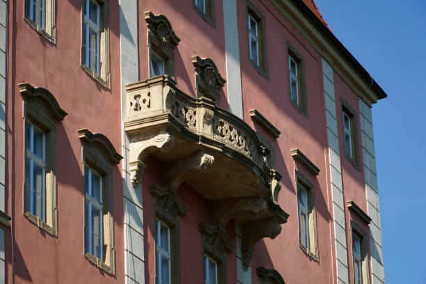 Walbrzych, Poland - August 12th, 2024 - Ksiaz Castle - external walls and balcony. It is third-largest castle in Poland located in Lower Silesia. The construction of the castle began in the 13th century. Over centuries it has been rebuilt in baroque, rococo, renaissance and eclectic styles.