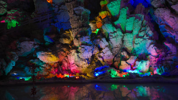 Stalactite, karst cave, karst landform, China, Asia.
