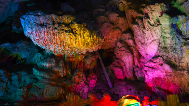 Stalactite, karst cave, karst landform, China, Asia.