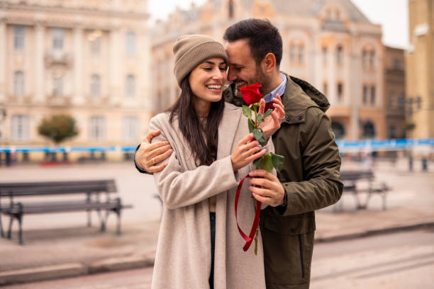 istock Joyful Caucasian Man Surprising Partner with Romantic Gesture 2189634247