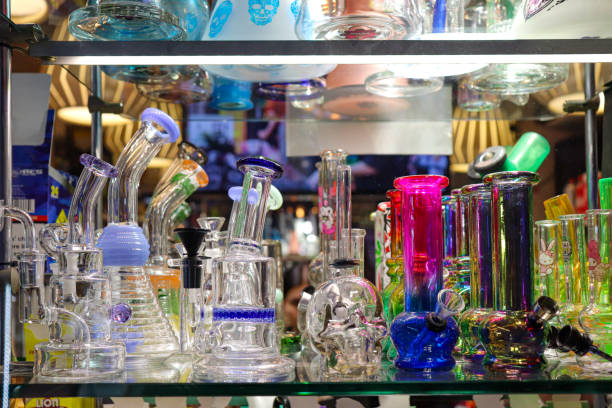 istock display case with paraphernalia for cannabis consumption 2189660495