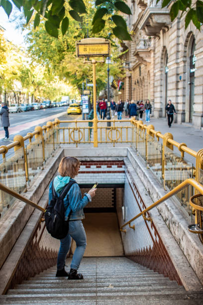 Solo traveler using public transport in Budapest