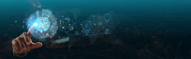 istock A futuristic hand interacting with holographic technology, showcasing digital maps and data, symbolizing innovation and communication. Logistic transportation. 2189687024
