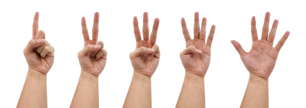 istock Number hand sign isolated on white background 2189704835