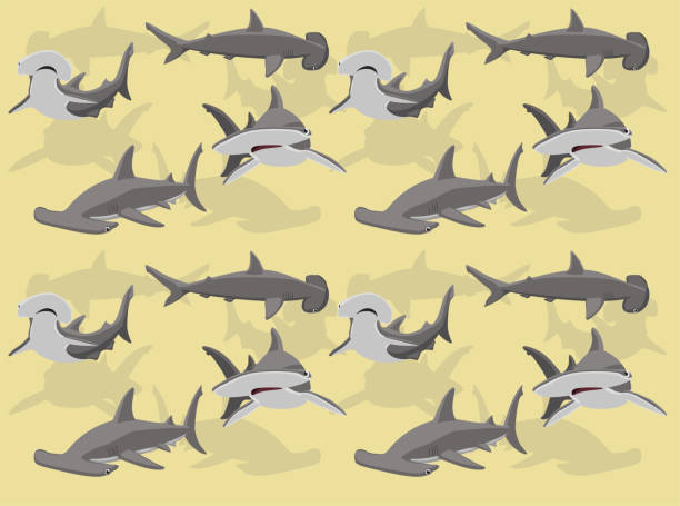 istock Shark Great Hammerhead Cute Cartoon Character Seamless Wallpaper Background 2189706302