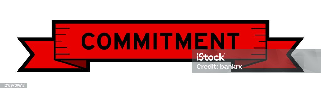 Commitment Color Ribbon Label Banner With Word Commitment In Red Color On White ...