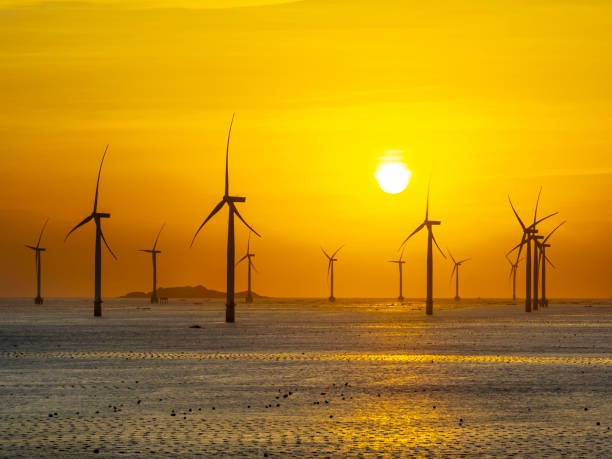 istock Offshore wind turbines under beautiful morning sky 2189713893