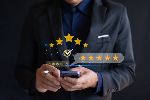 istock Customer satisfaction rating survey, 5-star satisfaction, service experience evaluation, product service quality 2189717553