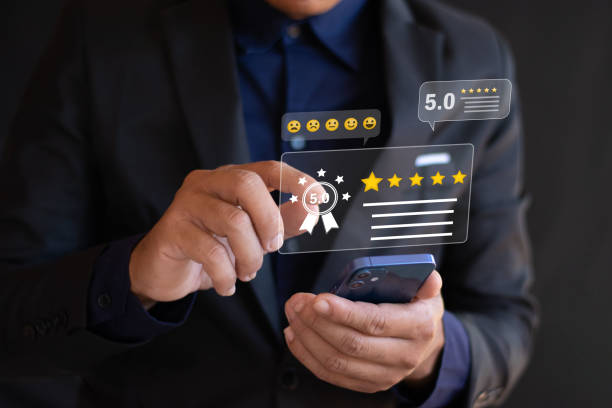 istock Service experience evaluation product service quality rating survey customer satisfaction score 2189717564