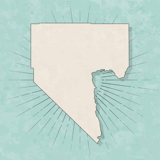 Map of Clark County - Nevada, in a trendy vintage style. Beautiful retro illustration with old textured paper and light rays in the background (colors used: blue, green, beige and black for the outline). Vector Illustration (EPS file, well layered and grouped). Easy to edit, manipulate, resize or colorize. Vector and Jpeg file of different sizes.