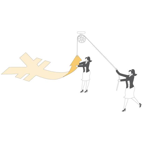 istock Change of direction or business decisions to repel financial crises or risks, improve or restore strong economic trends, and efforts by businesswomen to drive and change the direction of the arrow of the yen currency symbol 2189719043