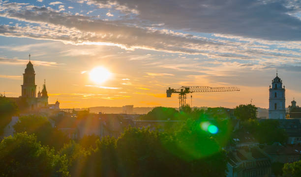 Sunset in the Old Town of Vilnius, Lithuania