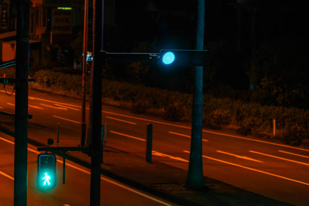 Traffic lights on late night roads