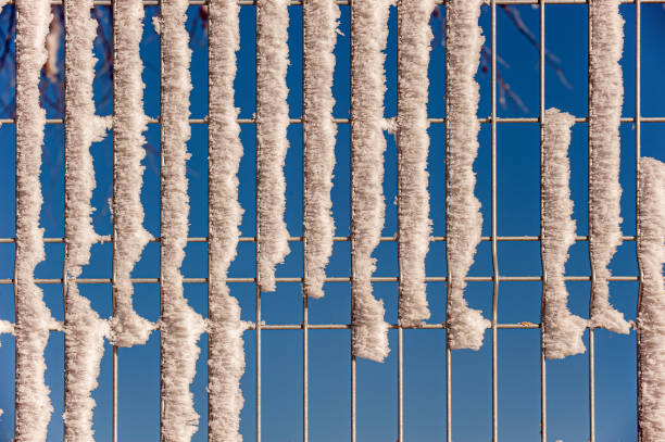 Accumulated snow texture on wire fence