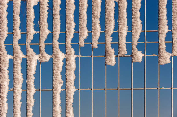 Accumulated snow texture on wire fence