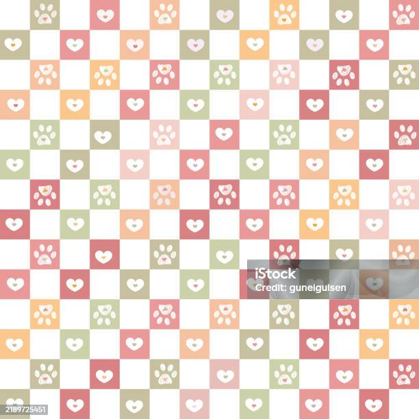 Paw Pattern Gui Plaid Pattern Cute Doodle Paw Prints 2 Stock Illustration - Download ...