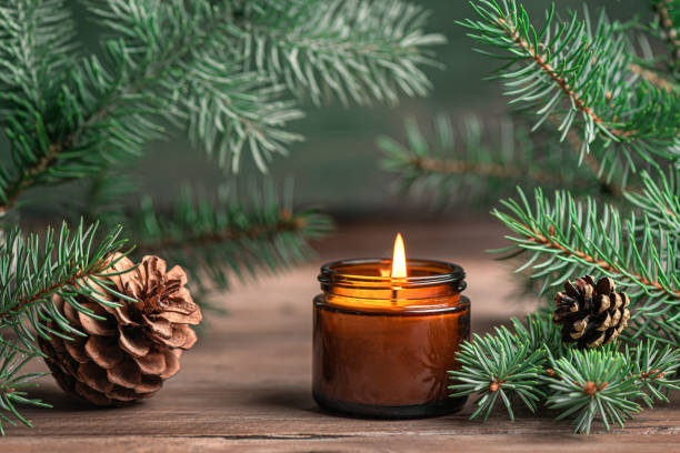 istock Scented candle and fir braches 2189727975