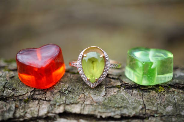 istock An engagement ring decorated with chrysolite and decorative hearts. 2189729726