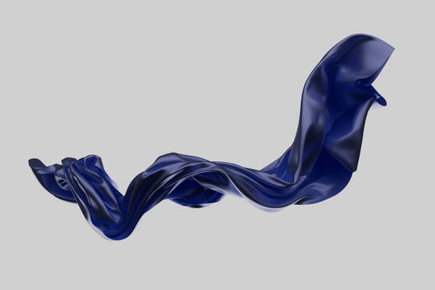 istock A blue fabric is shown in the air, with a white background 2189733384