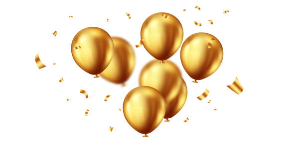 istock Beautiful banner illustration vector template, 3d golden balloon design background 2189734320