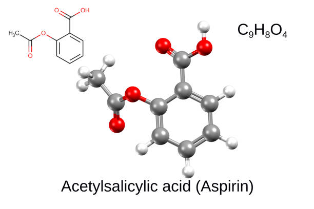 Chemical formula, structural formula and 3D ball-and-stick model, white background