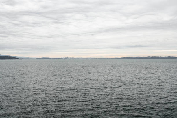 Vancouver island coastline, view from a ferry on the water