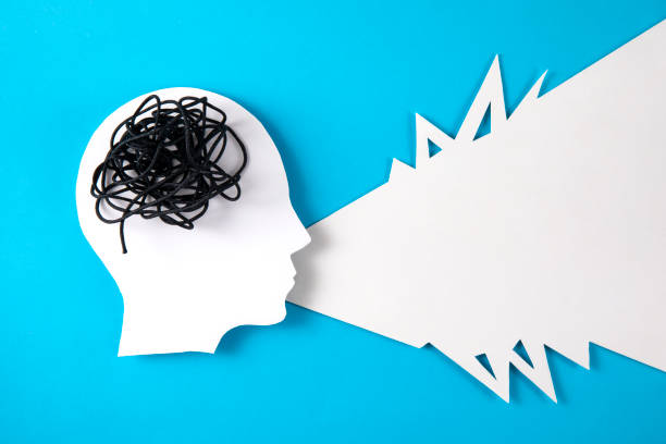 Human head with rope as a brain for Mental health concept