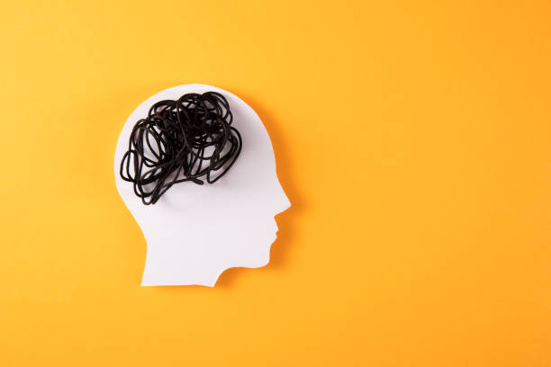 Human head with rope as a brain for Mental health concept
