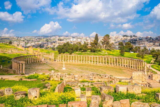 istock Oval Forum and Cardo Maximus at Jerash 2189747923