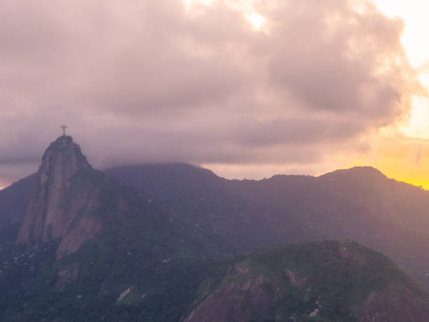 Rio de Janeiro, Brazil - March 2, 2024: View of the Christ the Redeemer statue on Corcovado Mountain.