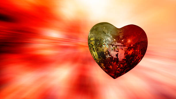 istock Heart shape Love symbol with Heart Shaped Disco Ball 2189749705