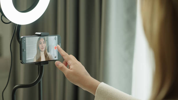 istock Influencer woman recording video herself. 2189751357