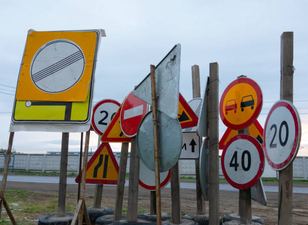 istock Many temporary road signs in one place 2189773257