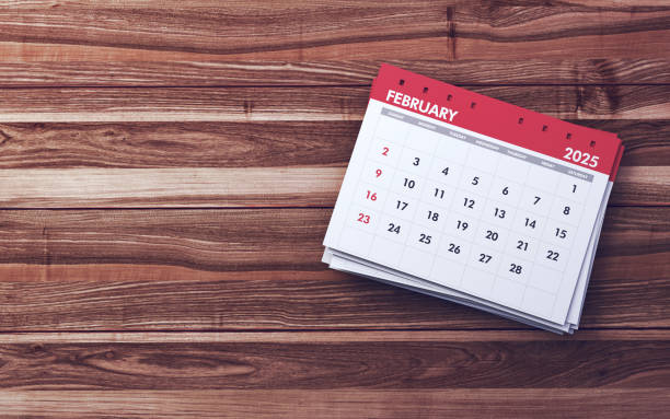 istock February 2025 Calendar sitting on Dark Wooden background 2189779418