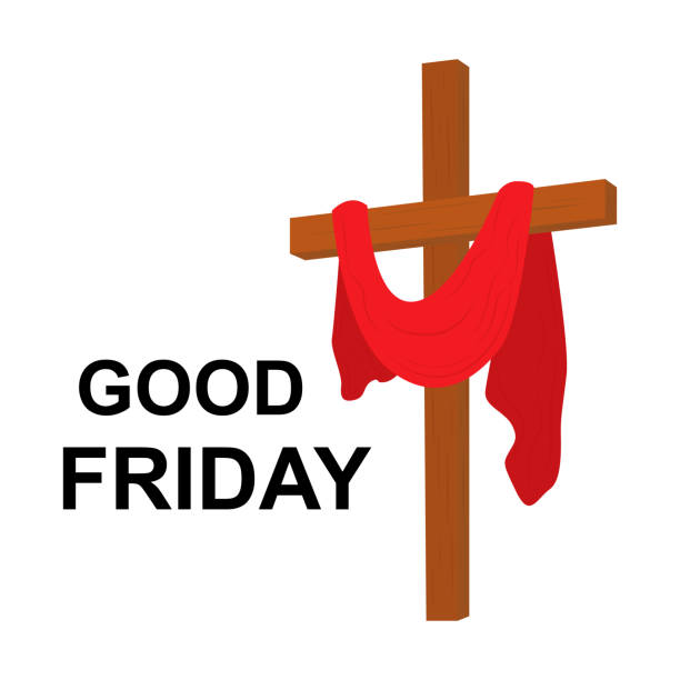 Good friday. Cross religious symbol. Crucifixion and resurrection Jesus Christ. Good friday. Cross religious symbol. Crucifixion and resurrection Jesus Christ pics of a cross easter lilies stock illustrations
